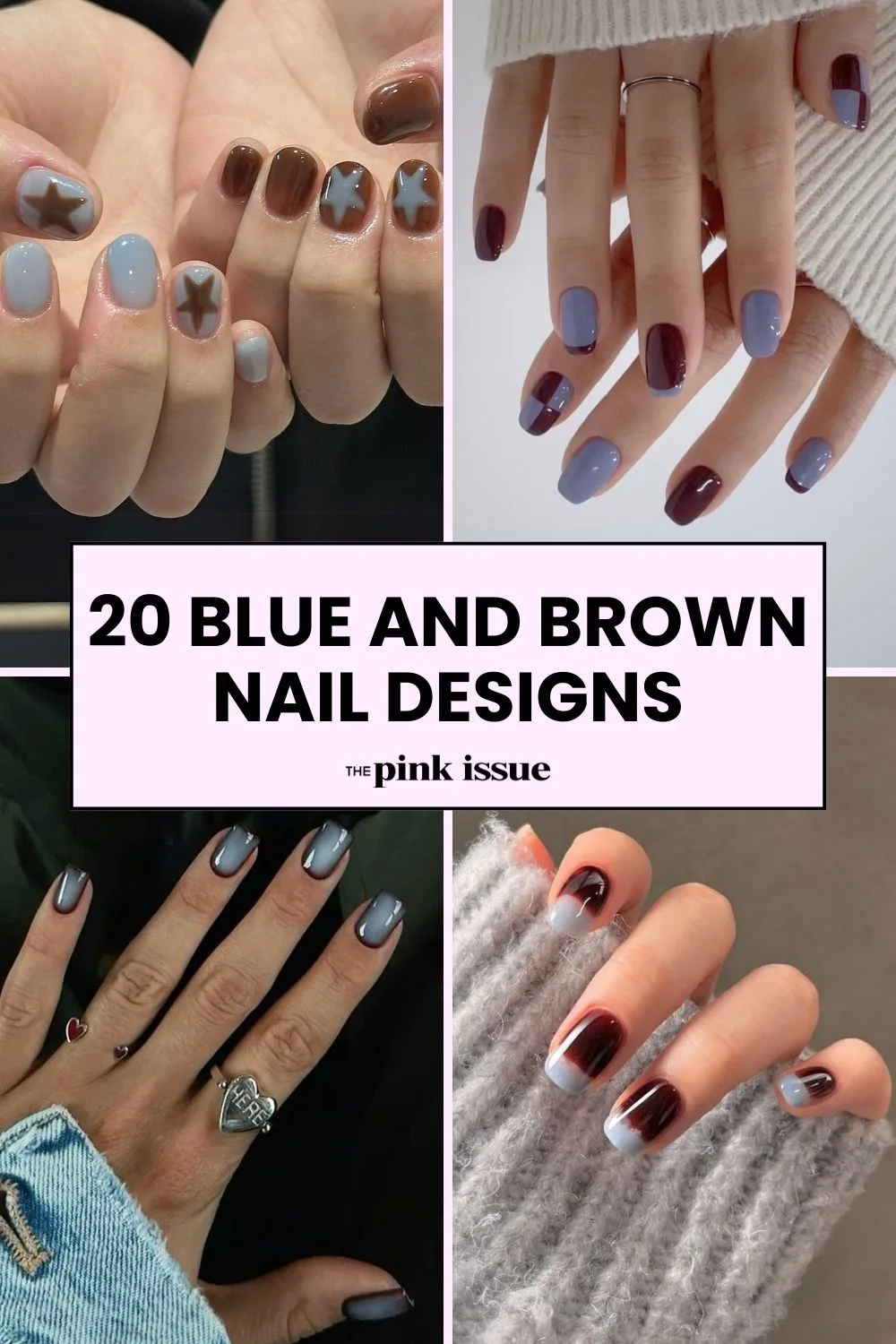 Blue and brown nail designs Pinterest