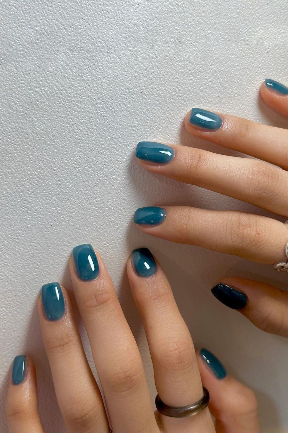 Blue semi-sheer jelly manicure