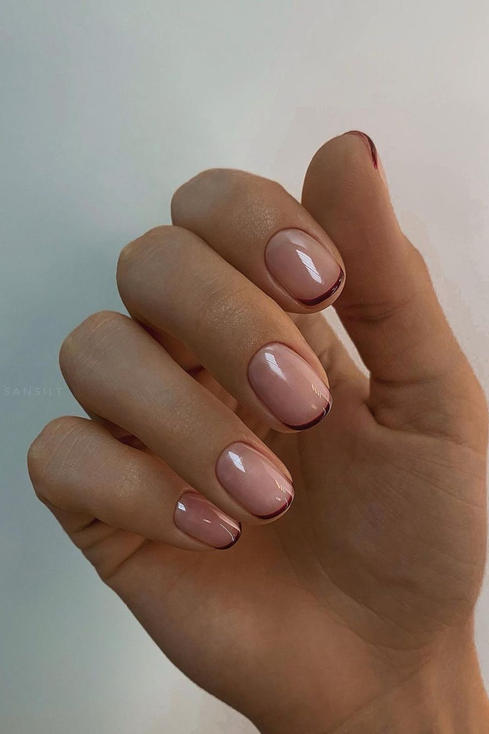 Burgundy French Tip nails