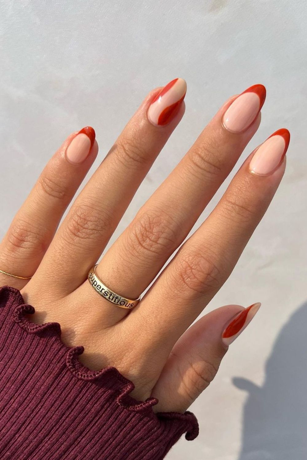 Burnt orange french tip nails