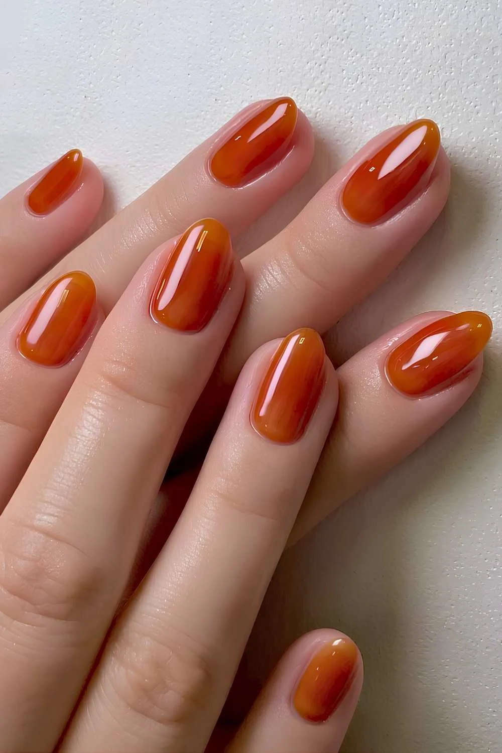 Burnt orange jelly manicure