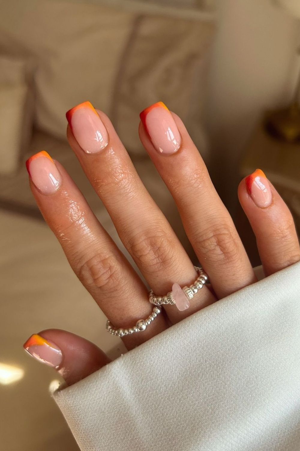 Burnt orange ombre french nails