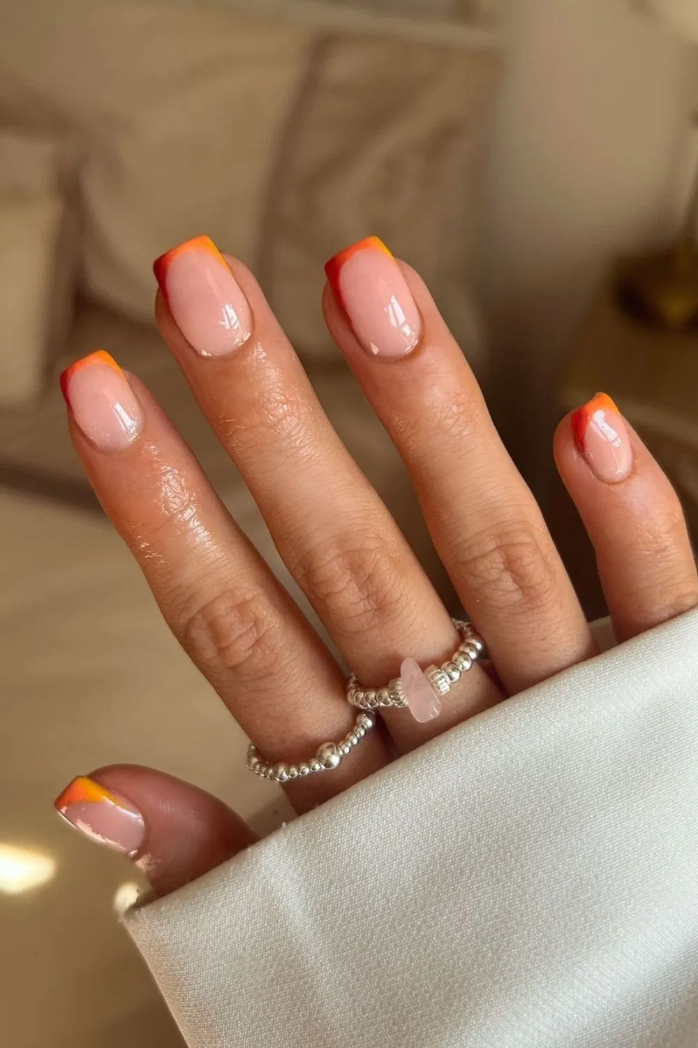 Burnt orange ombre french nails