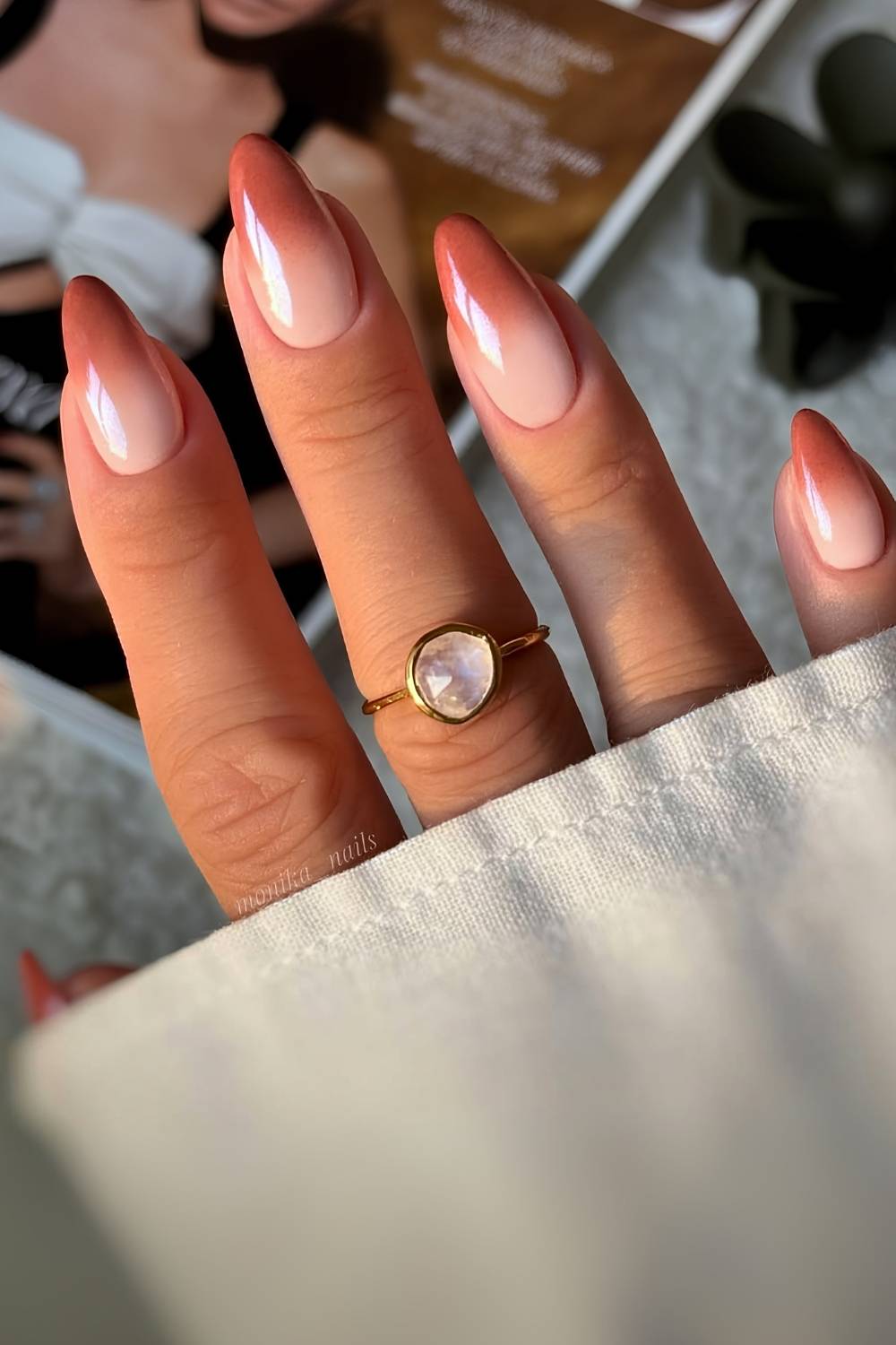 Burnt orange ombre nail design