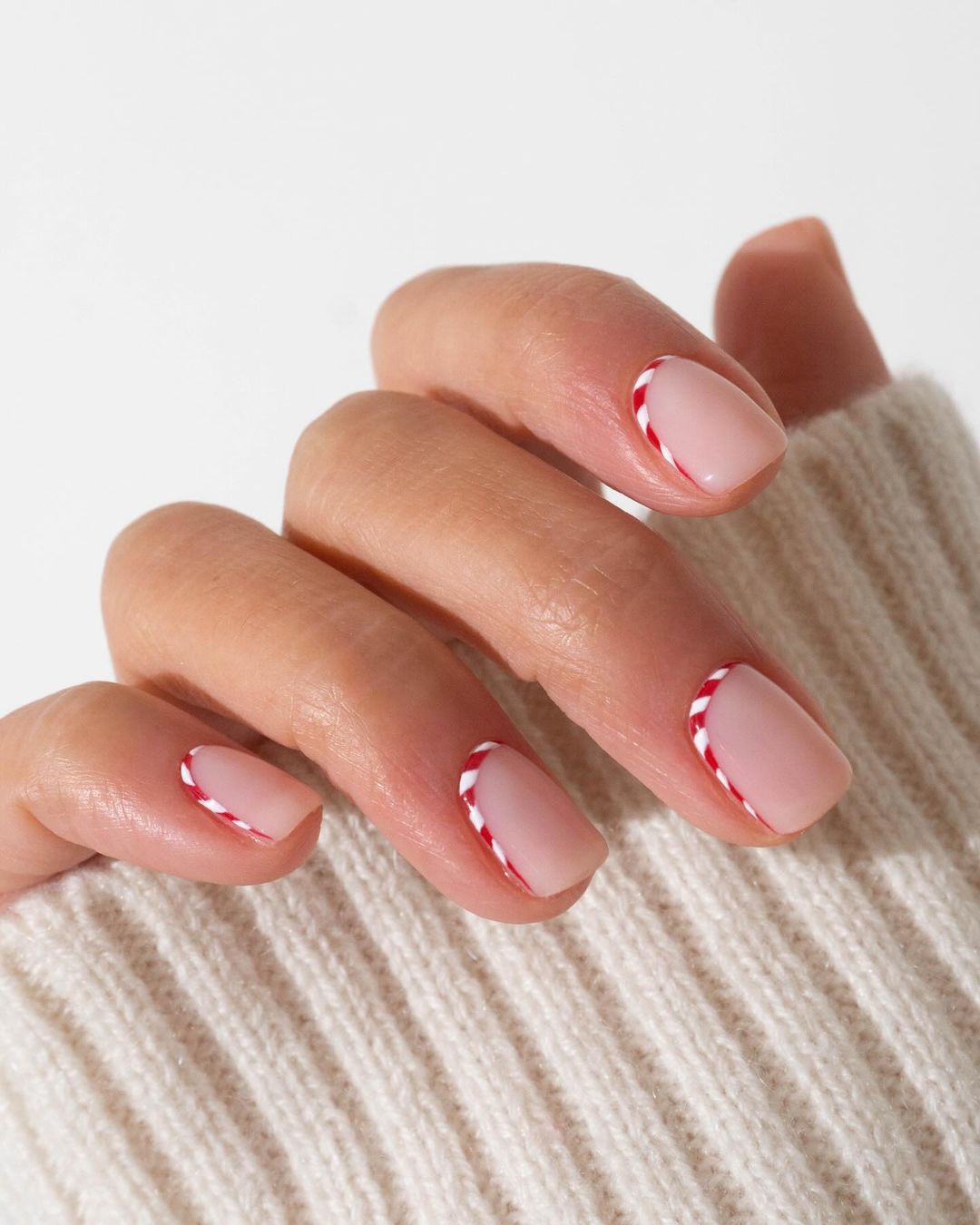 Candy cane reversed French tips