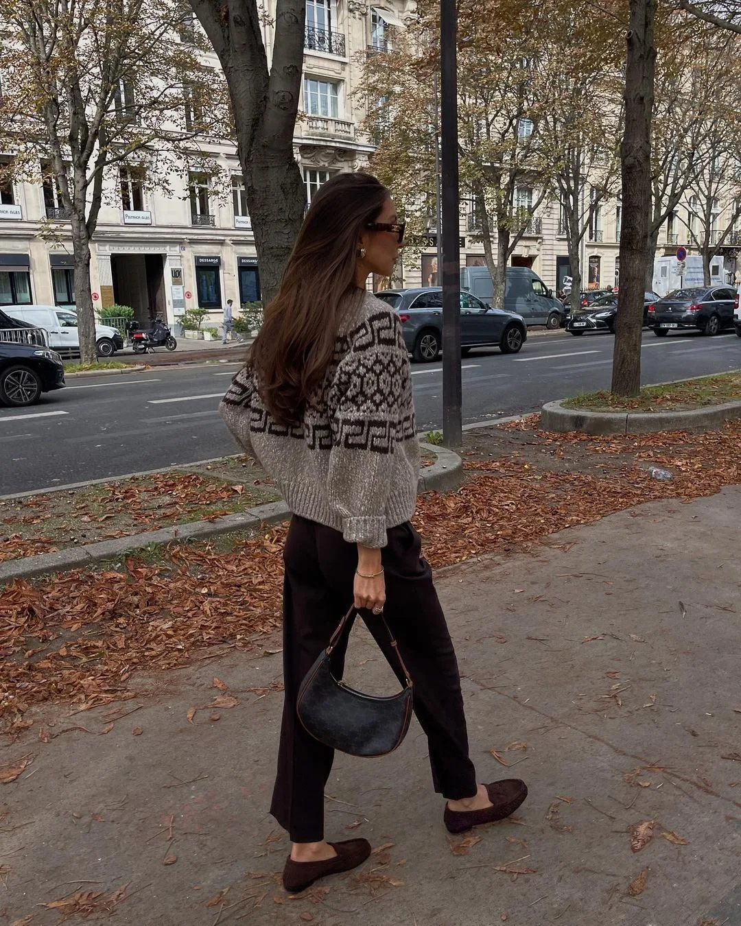 Casual Gray Sweater and Dark Brown Pants