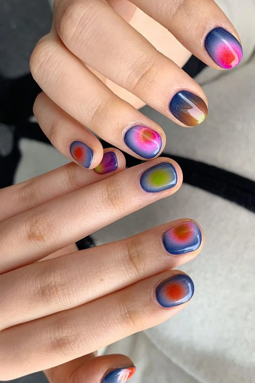 Colorful fall aura nails