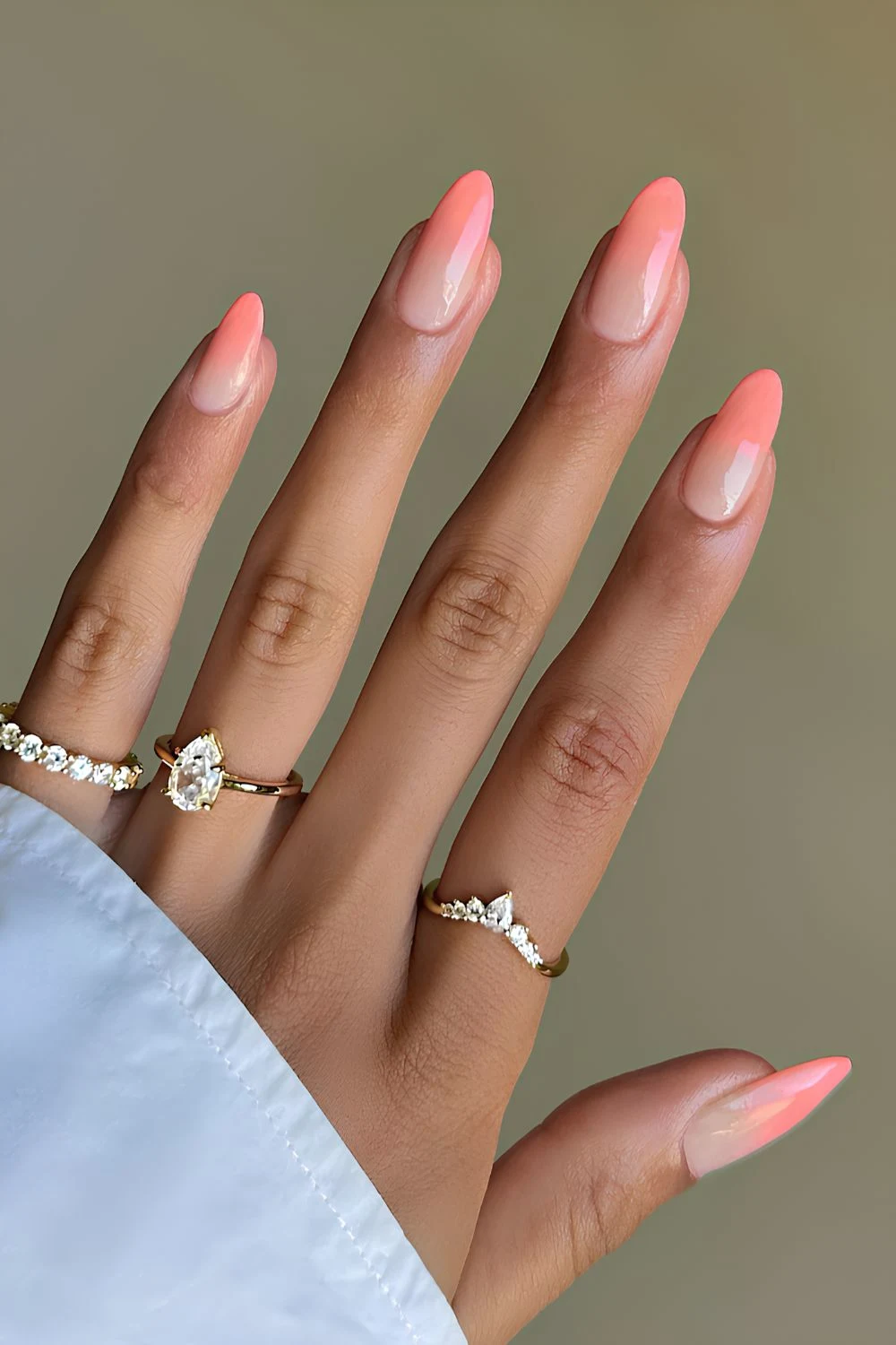 Coral peach ombre nails