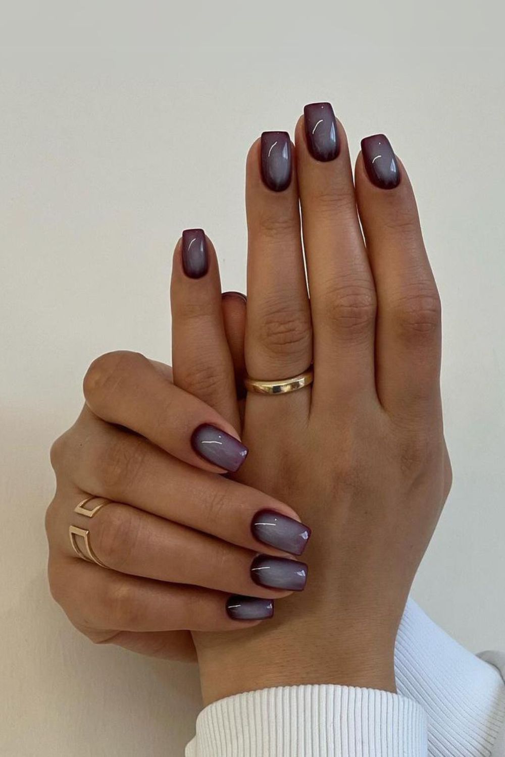 Dark purple aura effect manicure