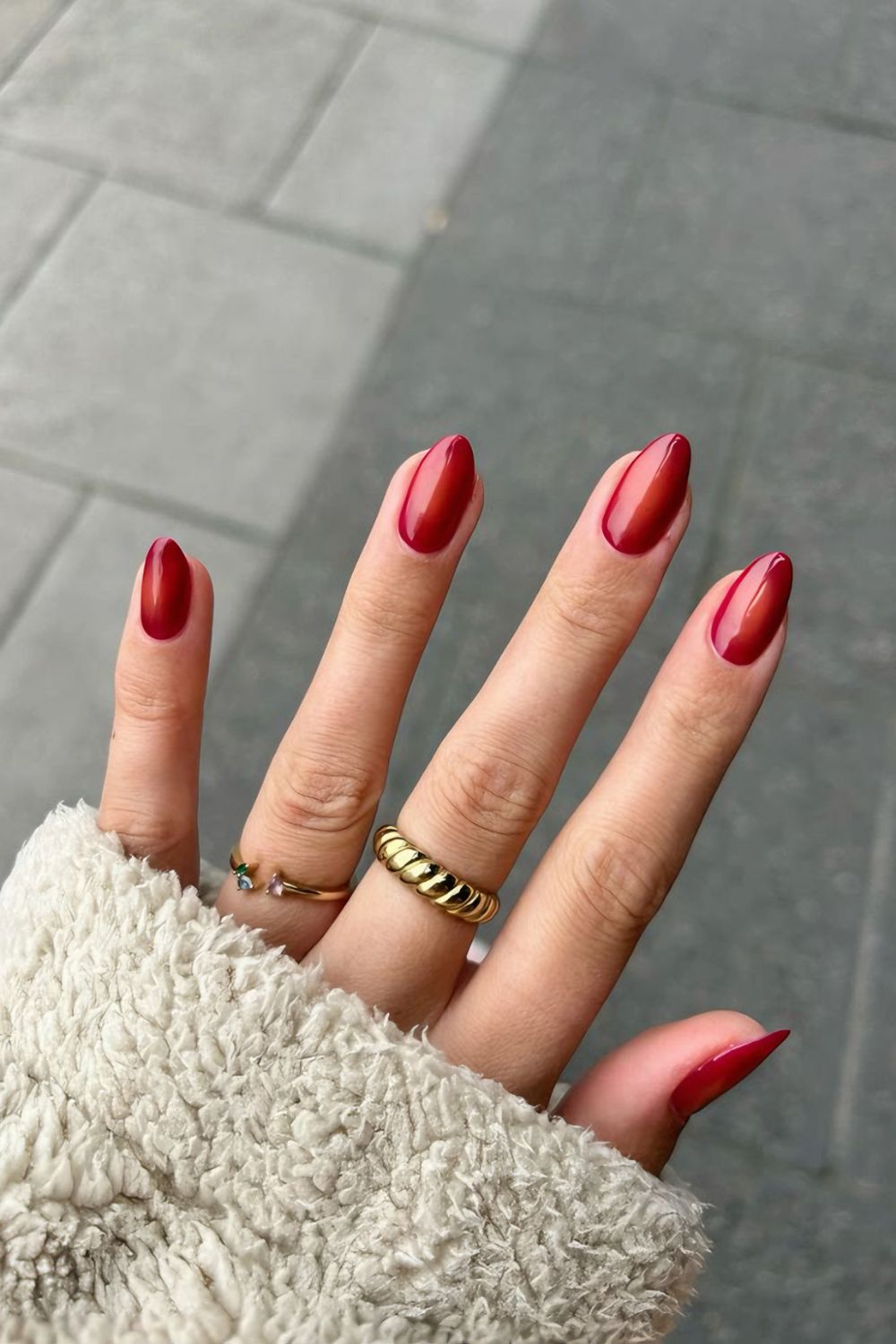 Dark red aura effect nails