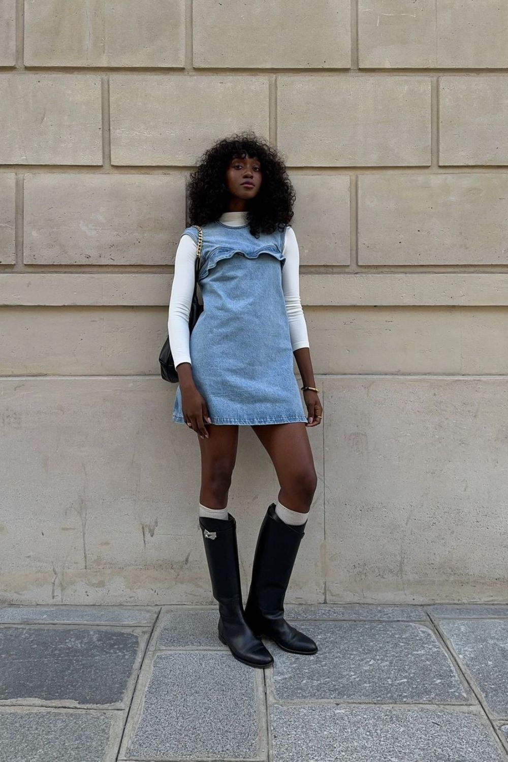 Denim Dress & Riding Boots