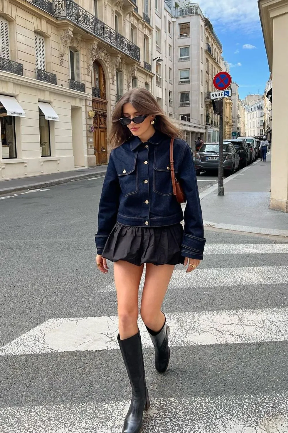 Denim bubble Jacket & Mini Skirt