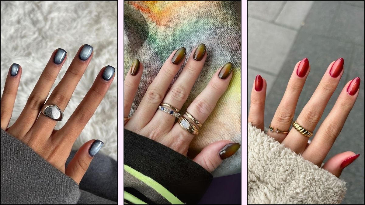 A collage of aura nail designs for fall