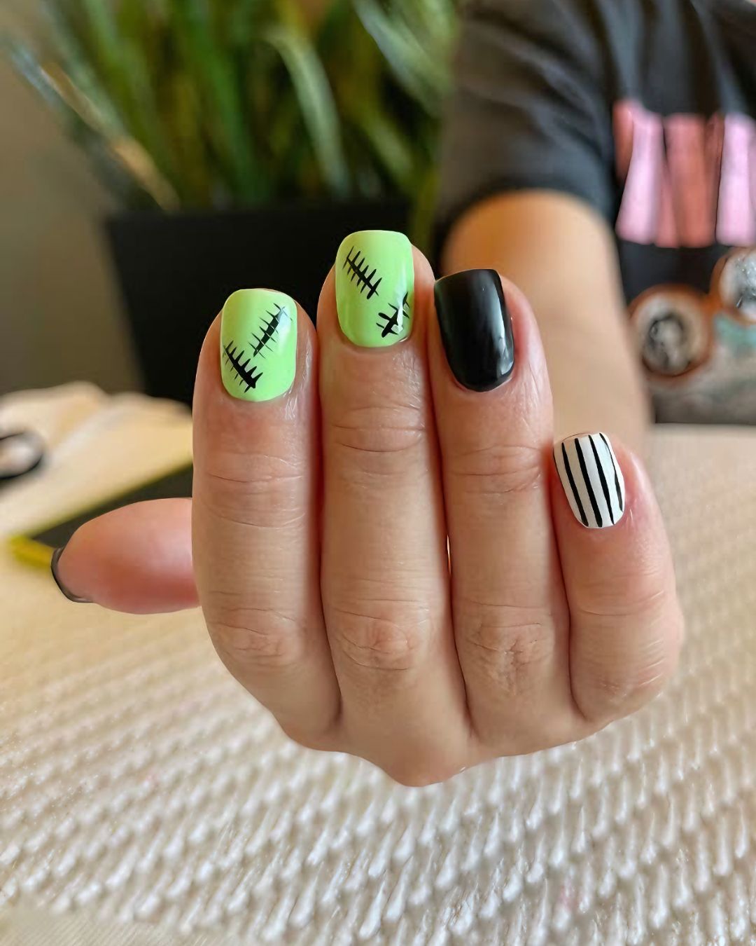 Frankenweenie-inspired nails