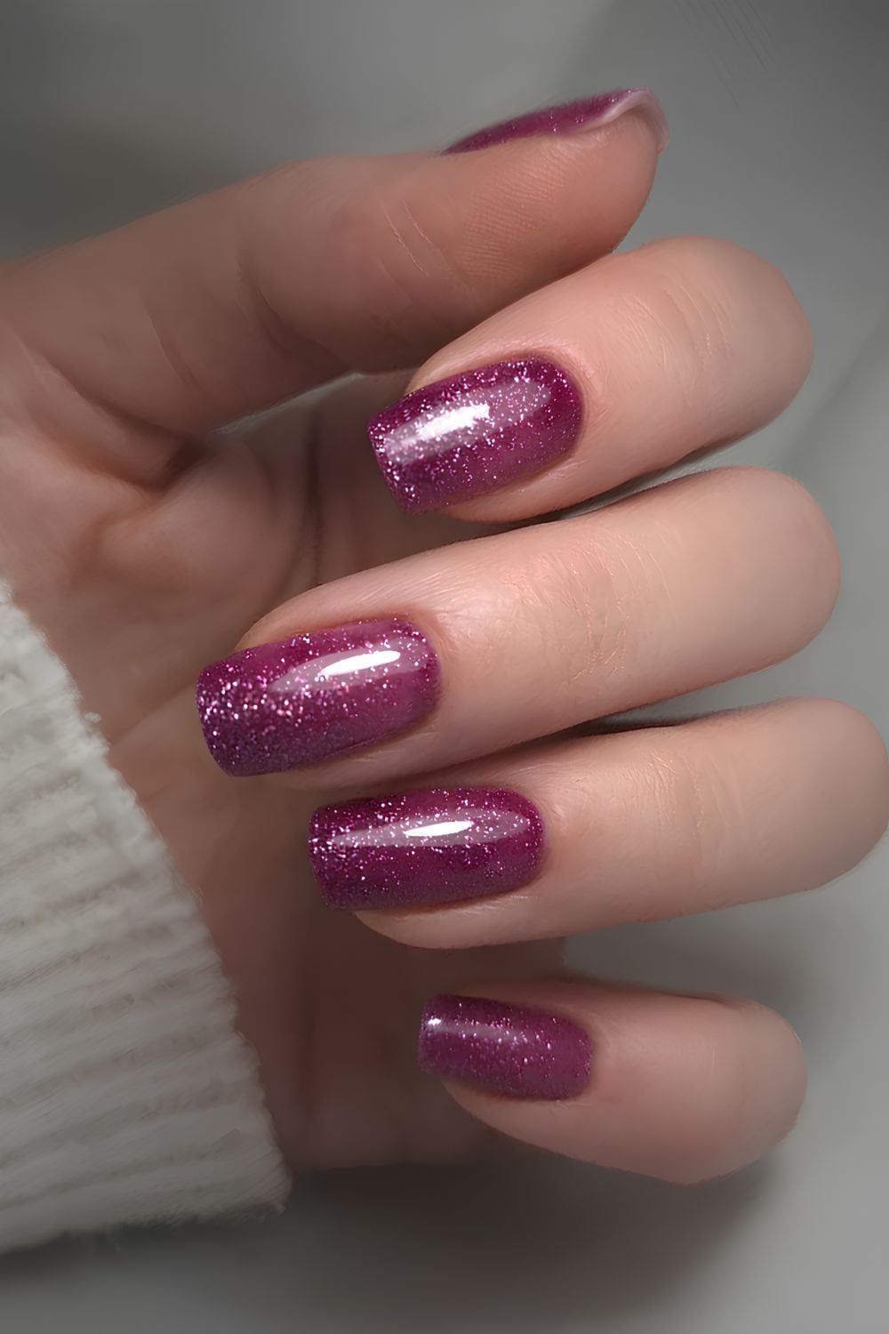 Glittery plum nails