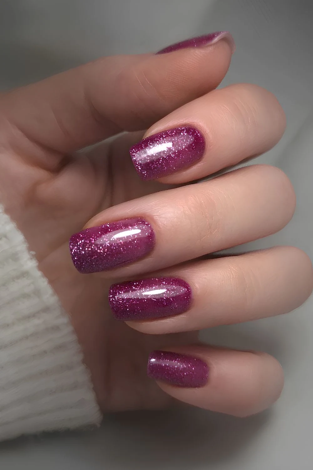 Glittery plum nails