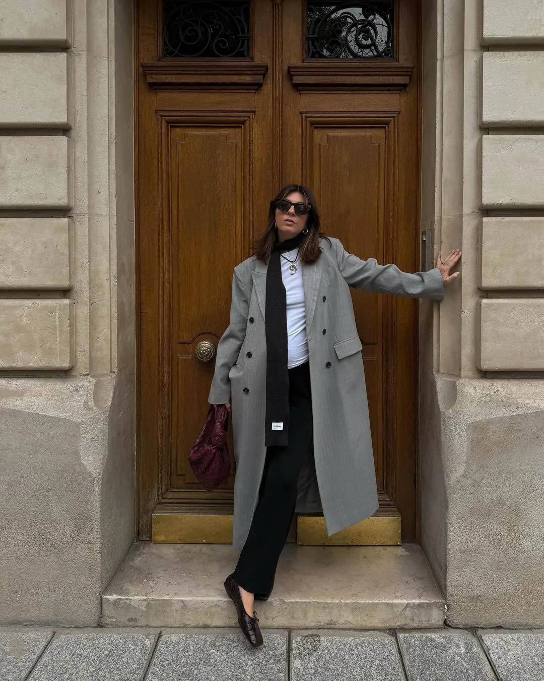 Gray Coat and Black Pants