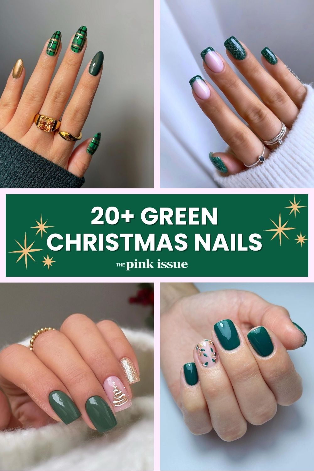 Green Christmas nails pinterest