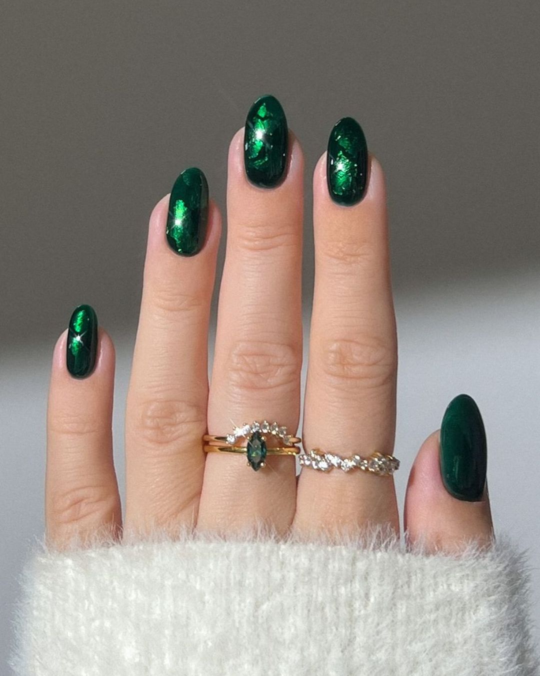 Green stained glass nails