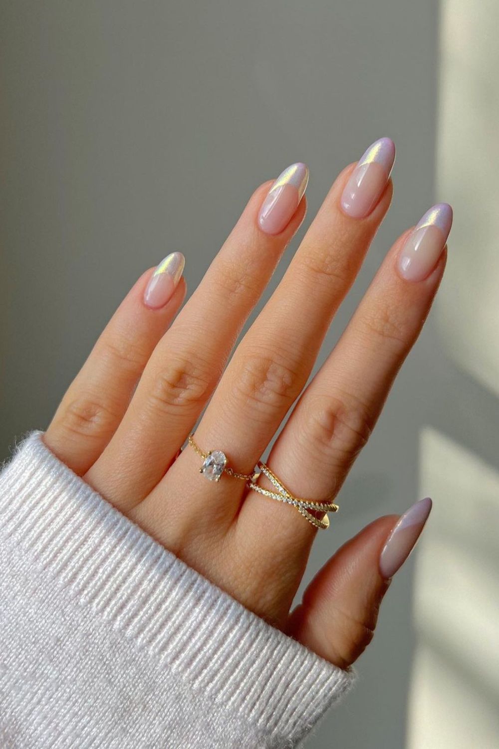 Iridescent French tip nails