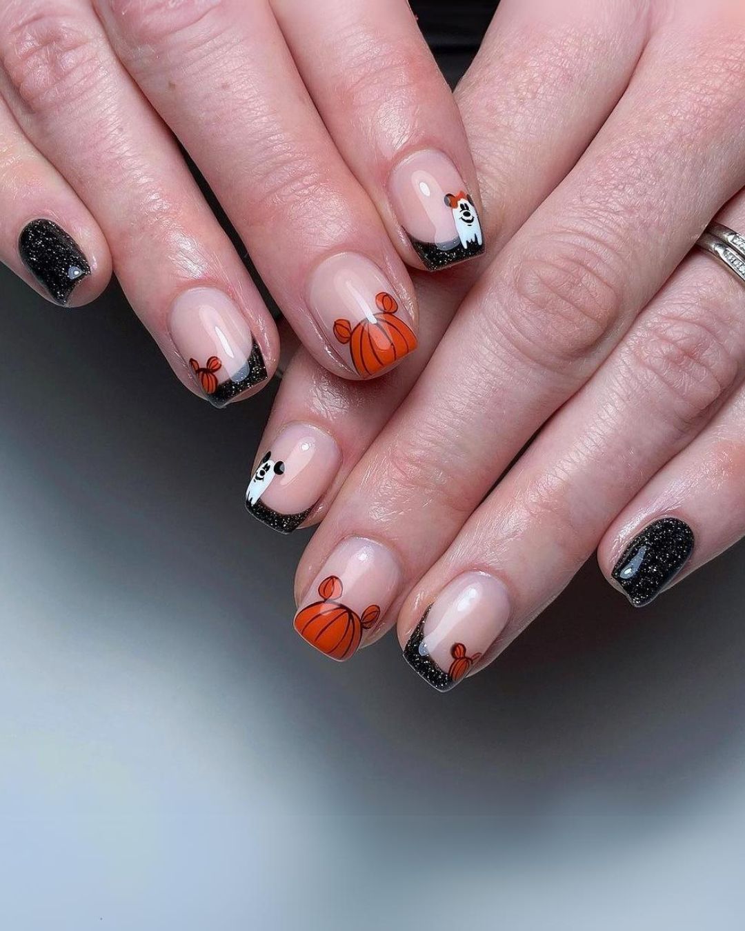 Mickey Mouse-inspired French nails