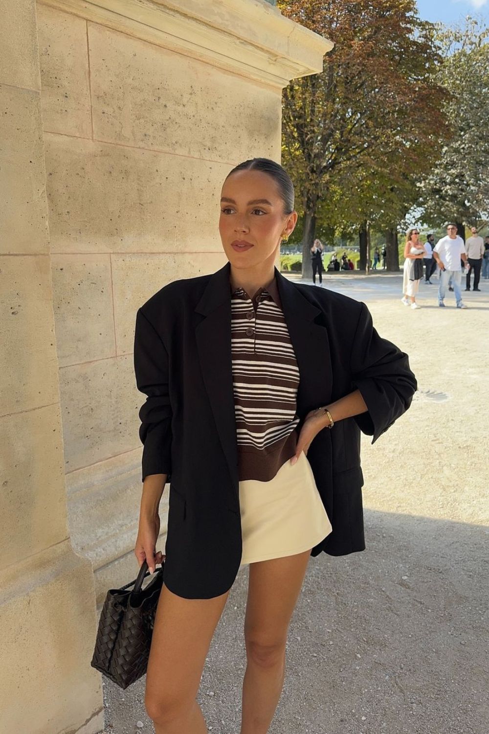 Mini Skirt with Striped Sweater