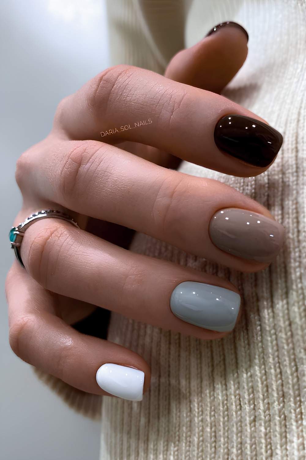 Moody skittle fall nails in neutral and dark tones