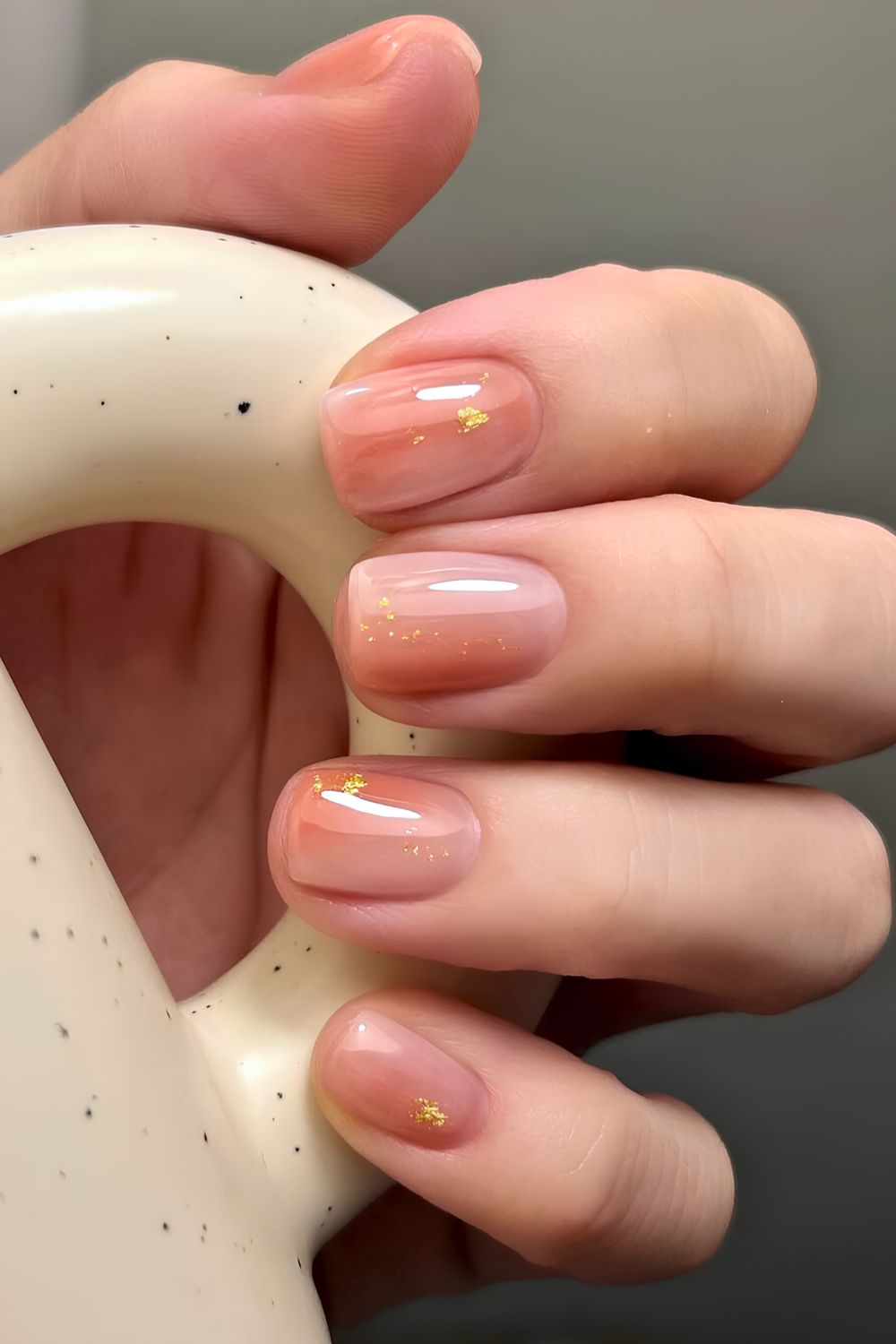 Orange and neutral gradient nails