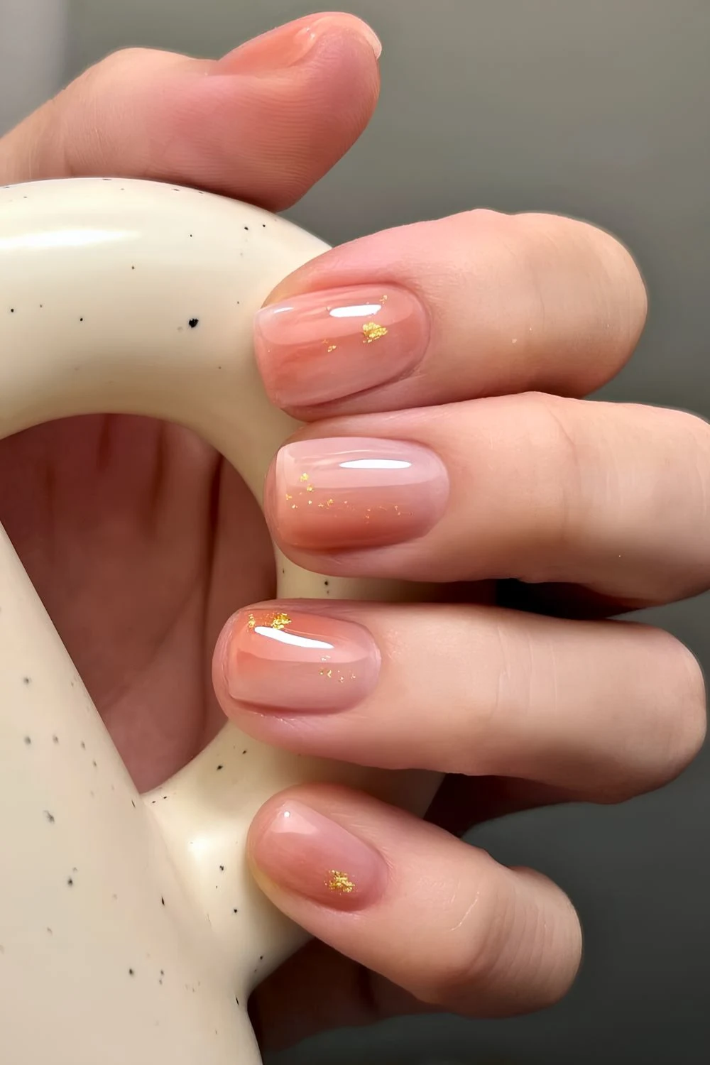 Orange and neutral gradient nails