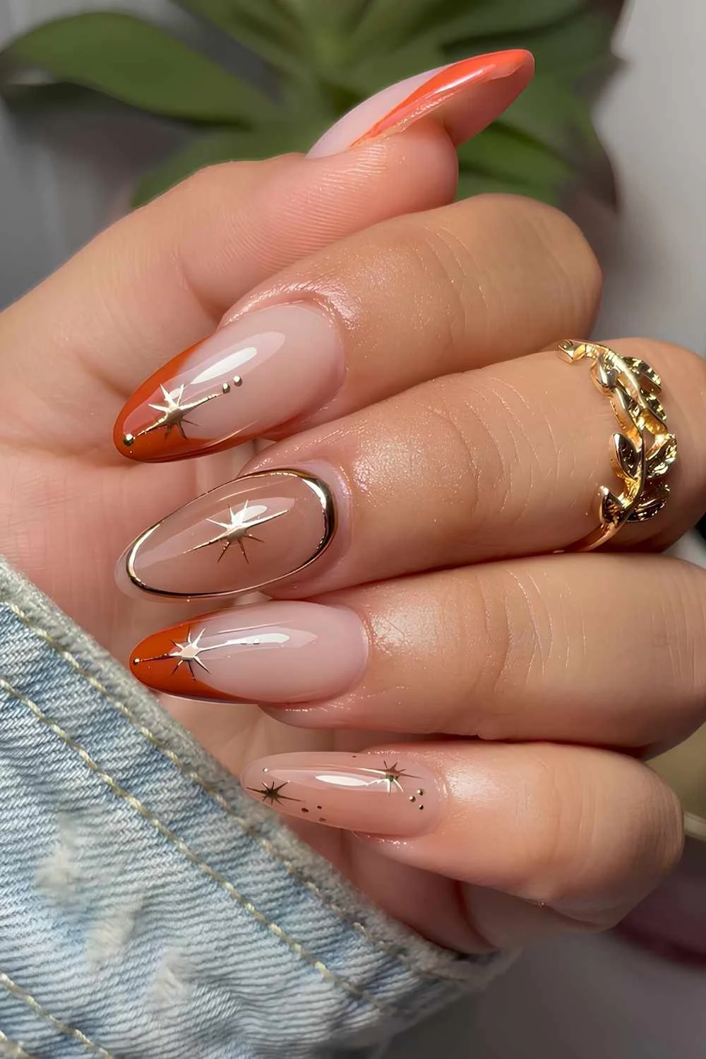 Orange fall celestial nails