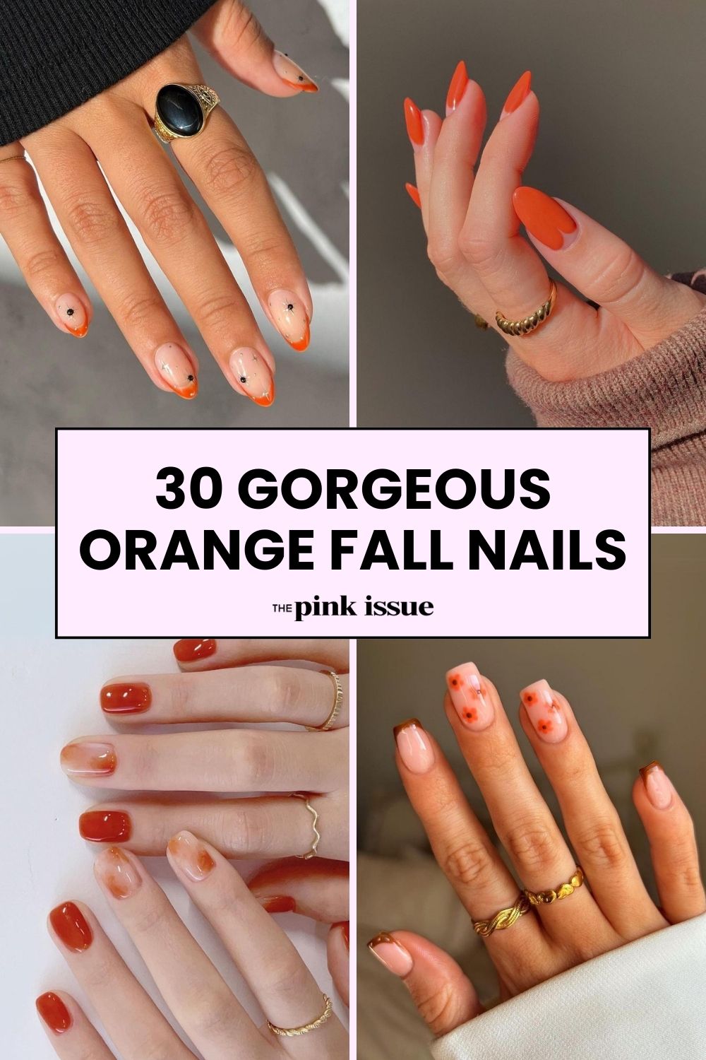 Orange fall nail ideas Pinterest