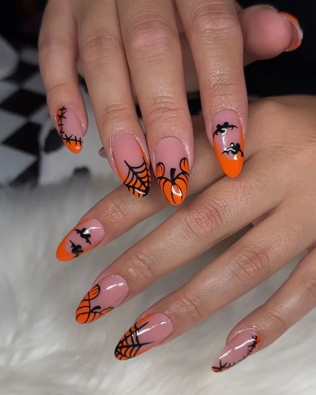 Pumpkin Mickey Halloween nails