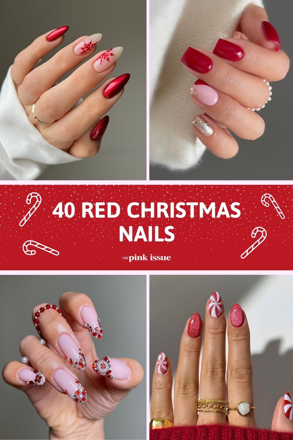 Red christmas nails pinterest2