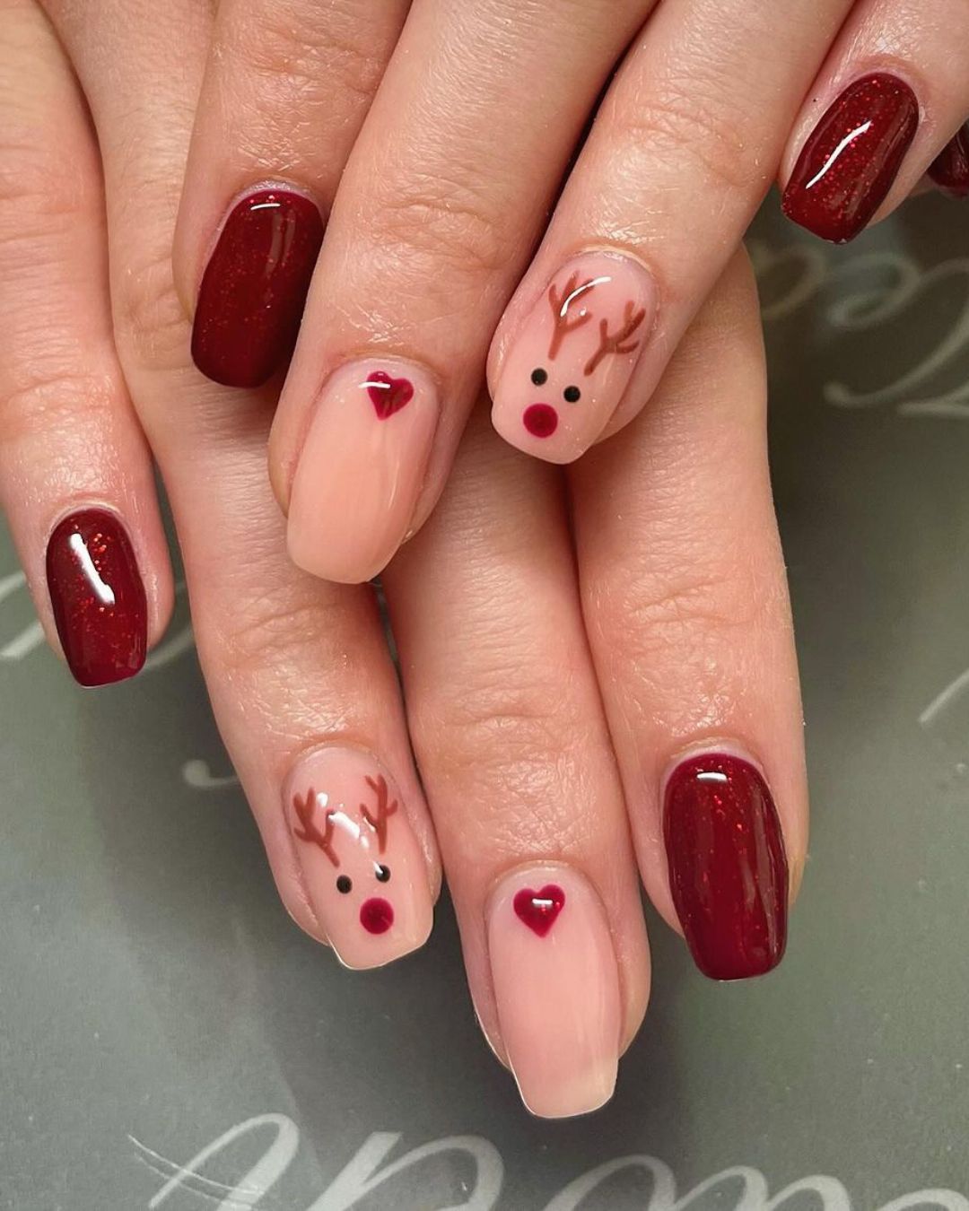 Red reindeer nails