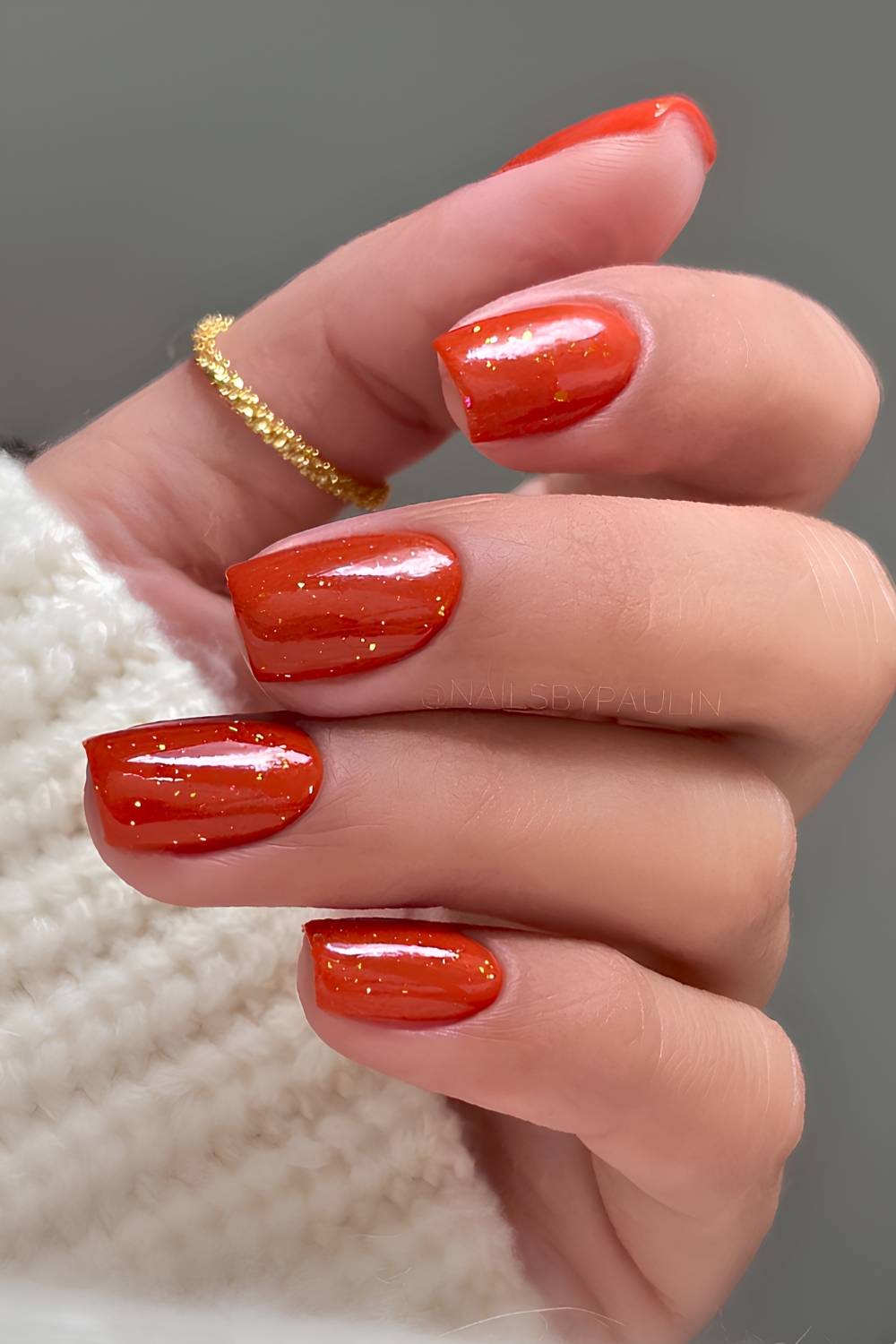 Shimmery burnt orange nails