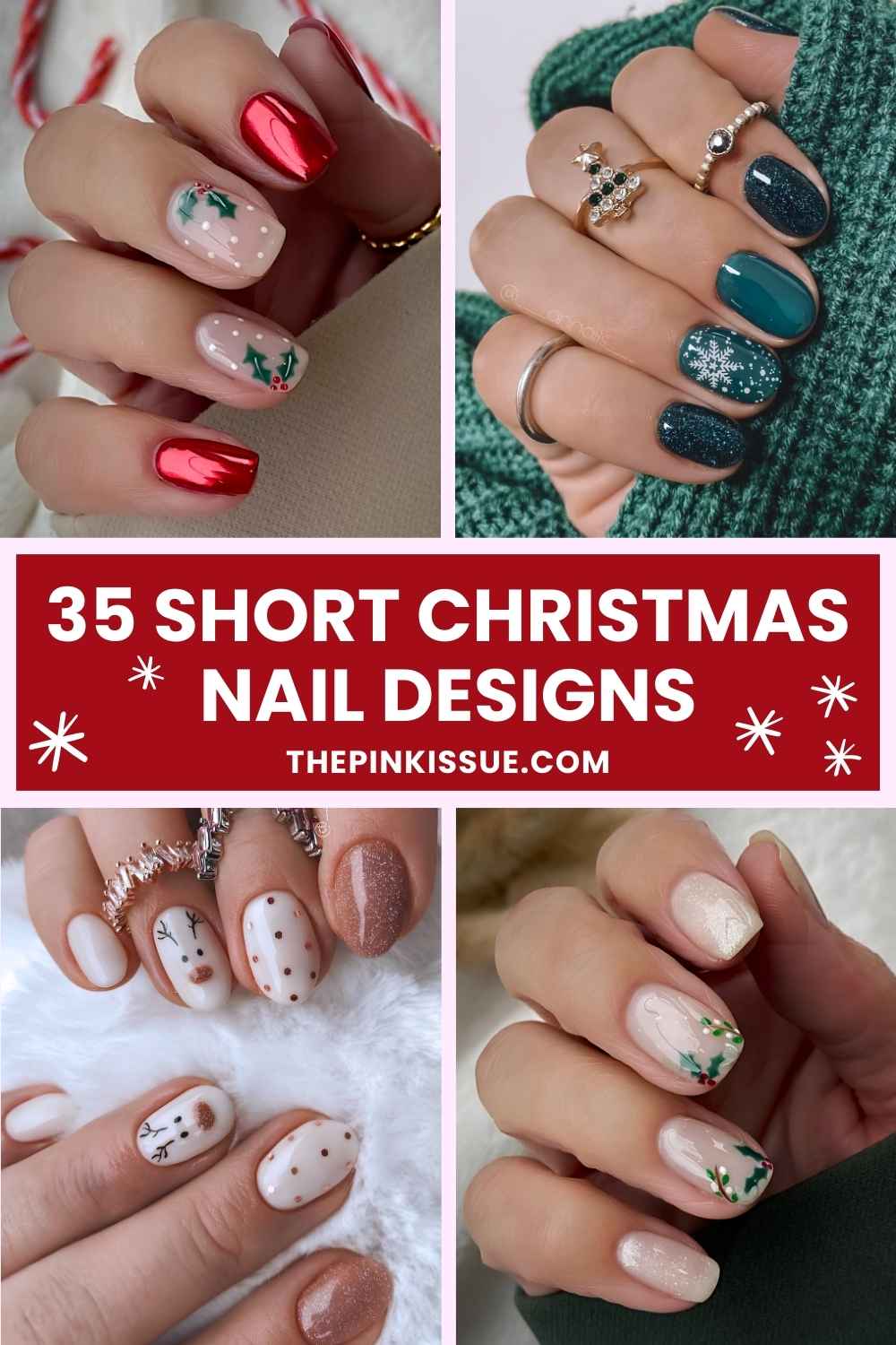 Short Christmas nail ideas Pinterest