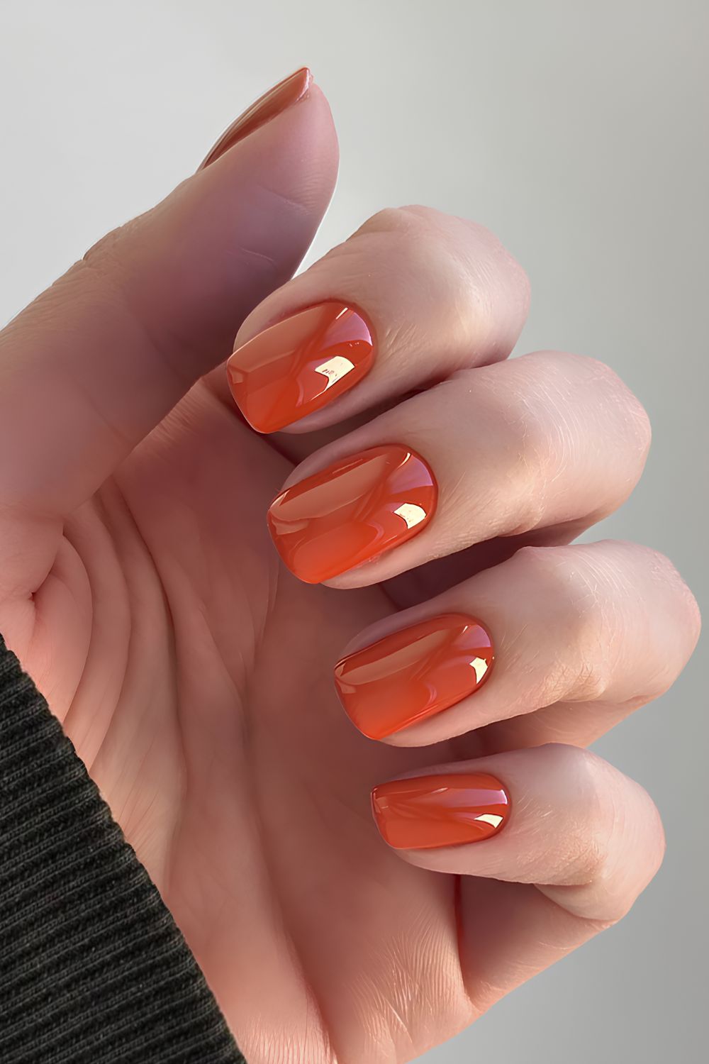 Short burnt orange nails