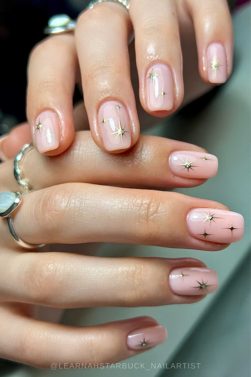Short neutral celestial manicure