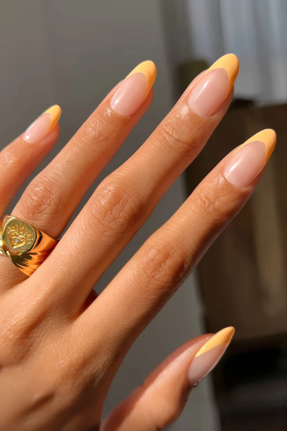 Soft peach French manicure