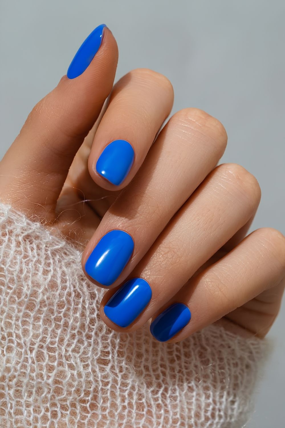 Solid azure blue manicure