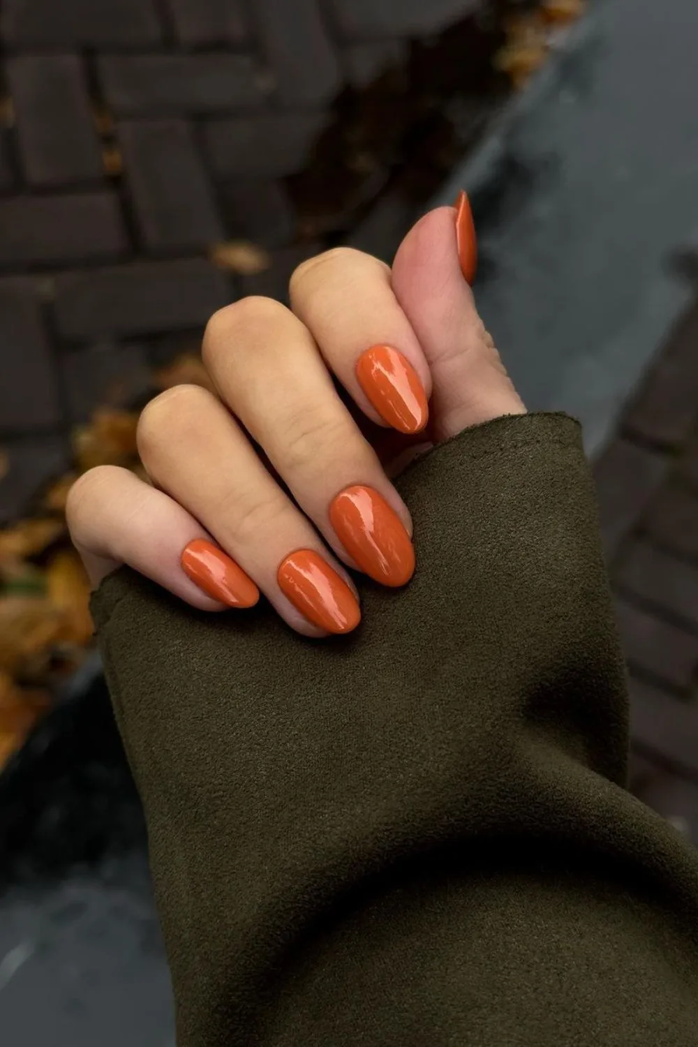 Solid burnt orange manicure