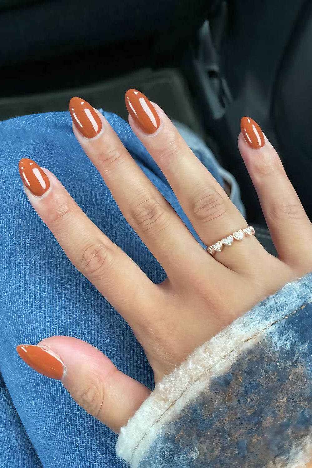 Solid caramel orange nails