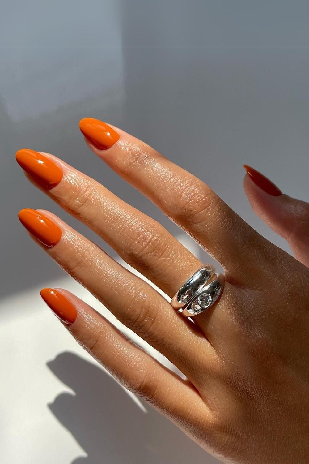 Solid spiced orange nails