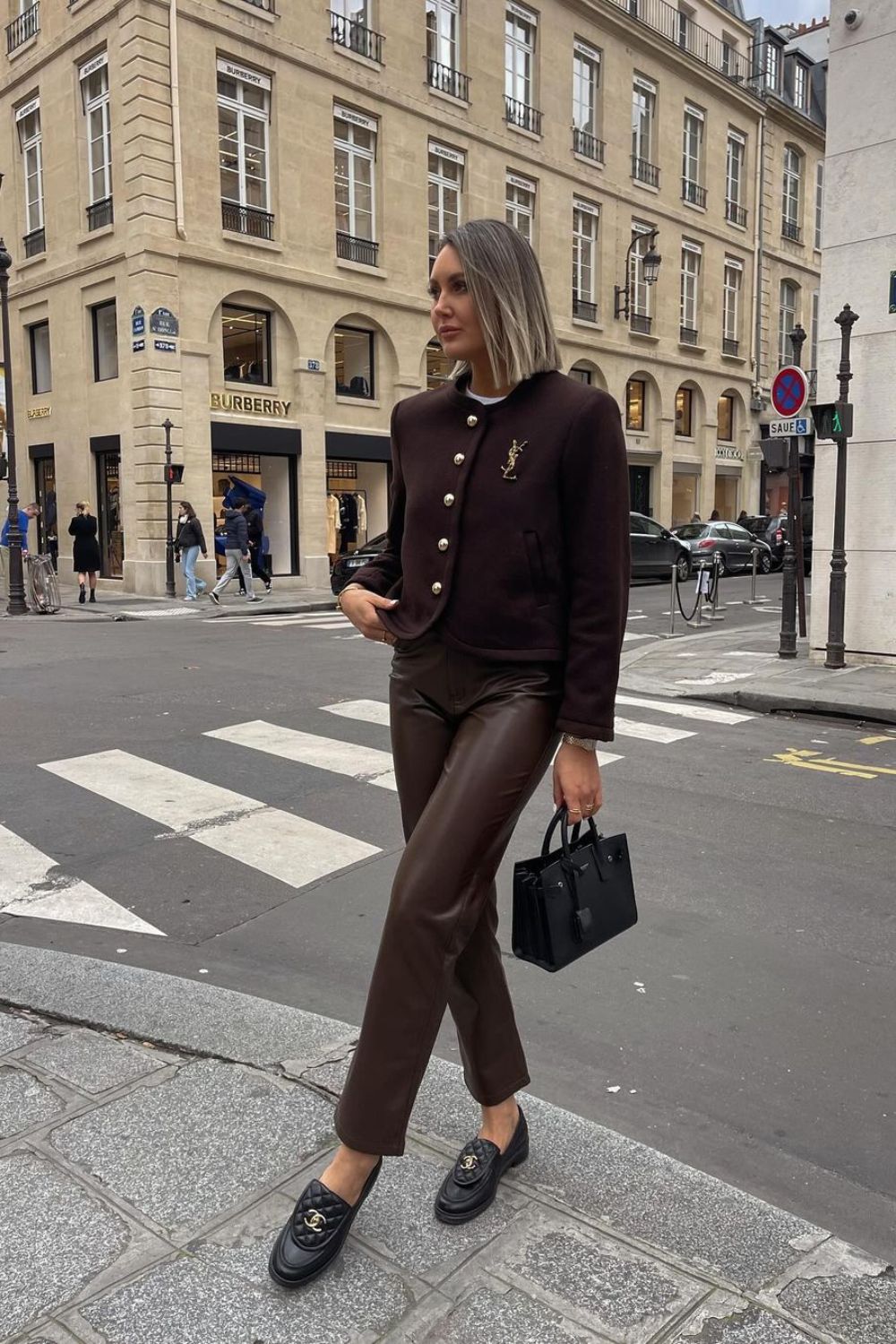 brown Tailored Jacket & Leather Trousers