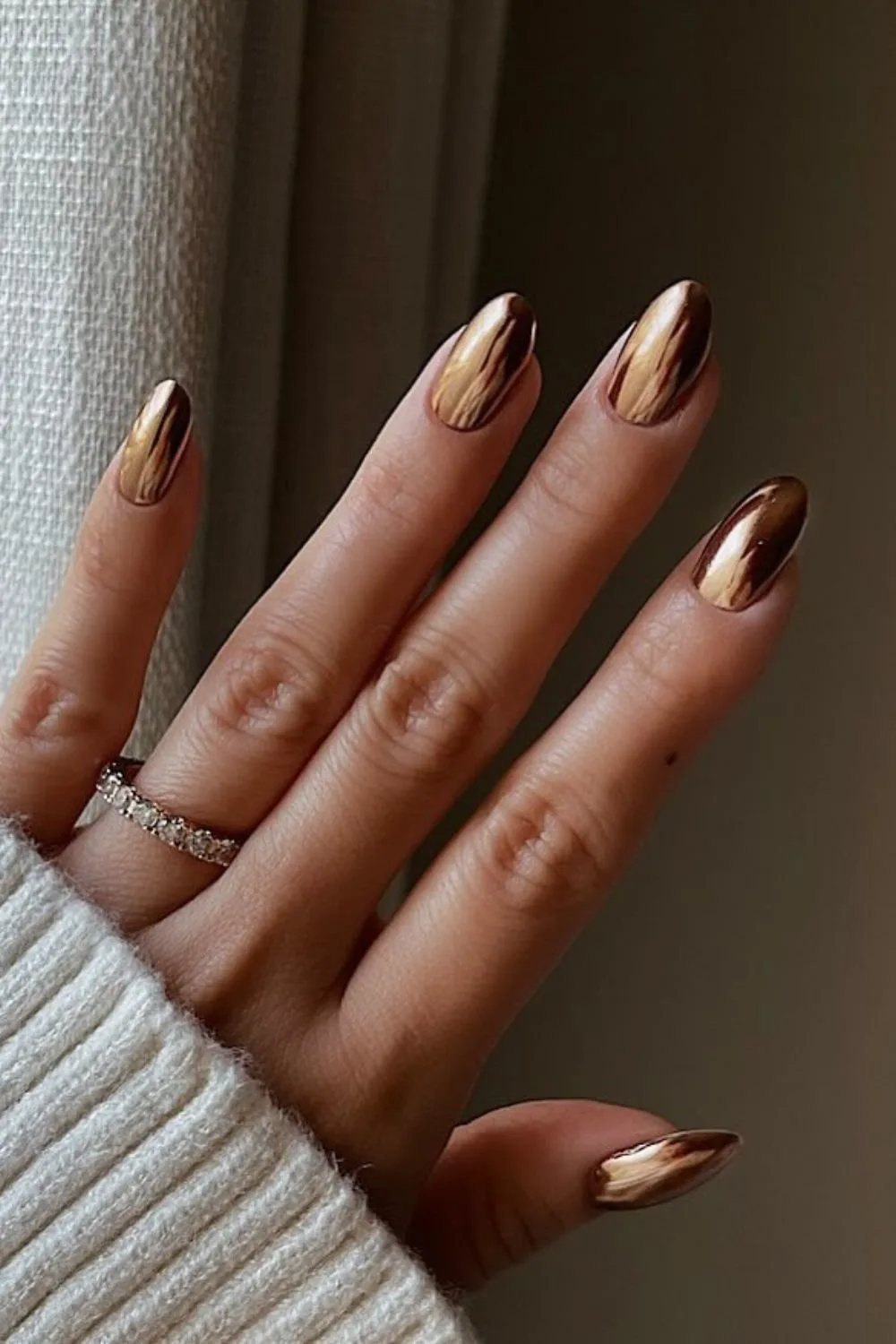 brown chrome nails