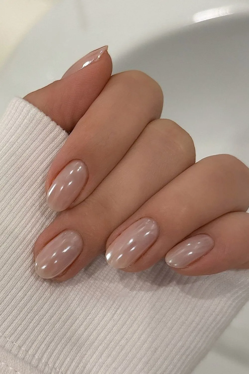 chrome nude nails