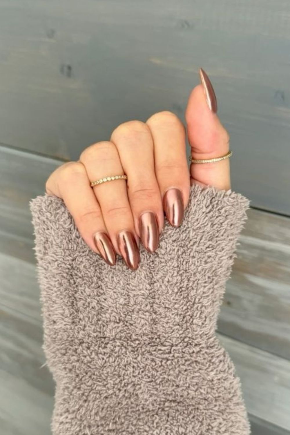 light brown chrome nails