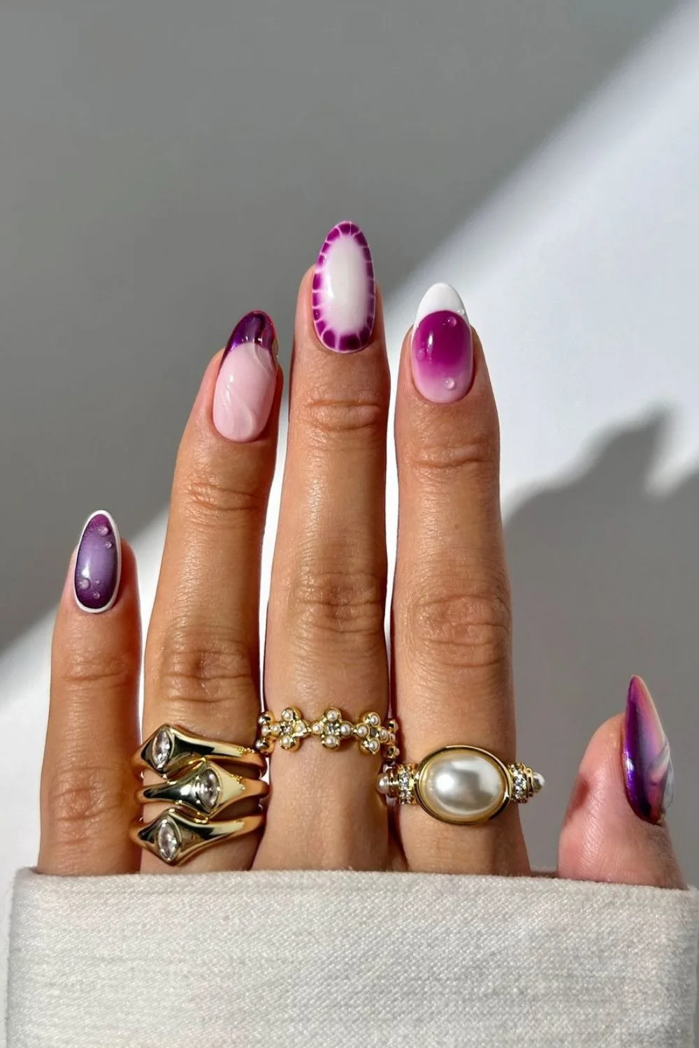 mix and match plum nails