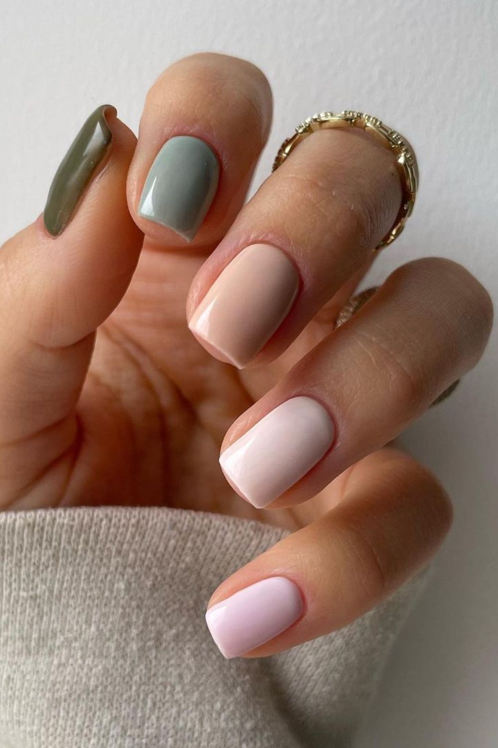 pastel colors on nude nails