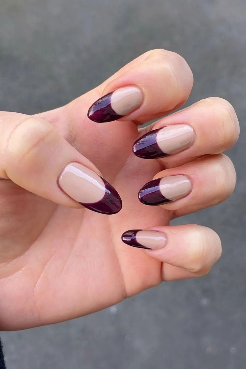 plum deep french tip nails